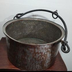 ANTIQUE LARGE PAIL BUCKET - IRON HANDLE 14"×7"