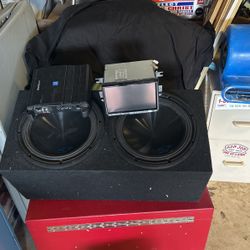 Car Stereo Amp Alpine 4 Channel Stereo Head Unit Alpine And Subwoofers with Box 