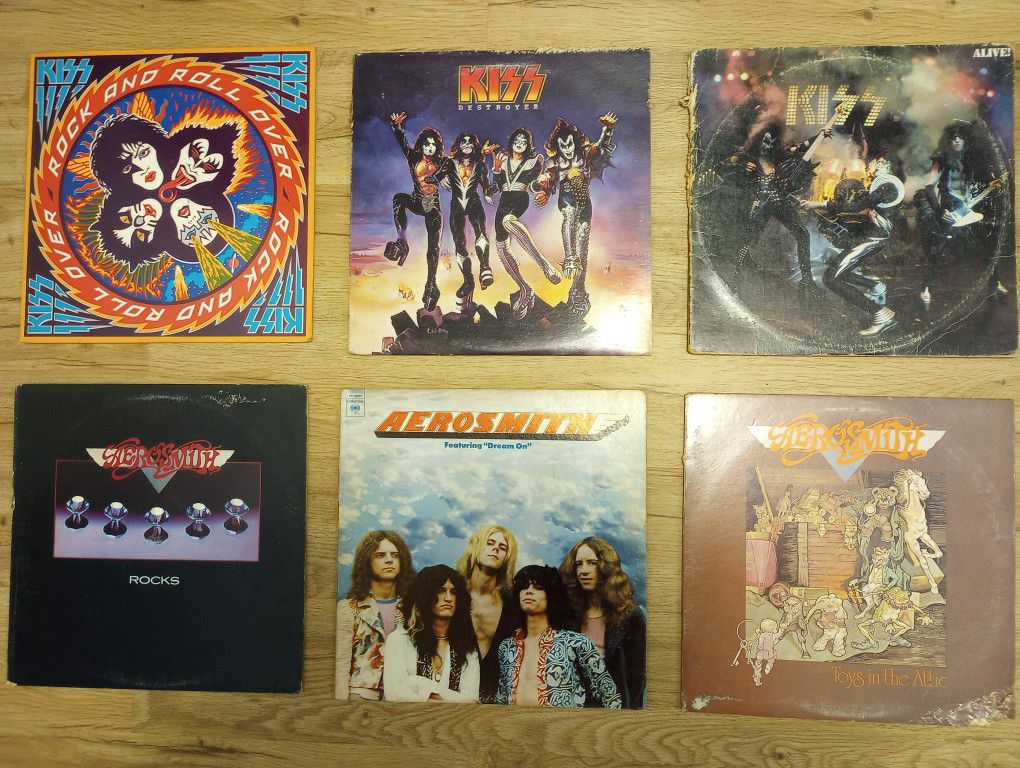 Kiss and Aerosmith Vinyl Records