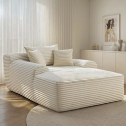 67 Inch Chaise Lounge Chair Indoor, Oversized Corduroy Upholstered Boneless Sofa Bed, Deep Seat Sleeper Couch Reading Chairs, Cloud Sofas Couches for 