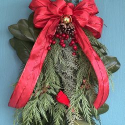 Fresh Christmas Garland With Magnolia Leaves