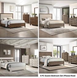 4- Pc Bedroom set Dresser,Mirror  Nightstand (1) Queen size bed frame  Not including Mattress and Box Sp