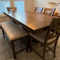 Ashley Furniture Dining Set – Table + 4 Chairs + Bench