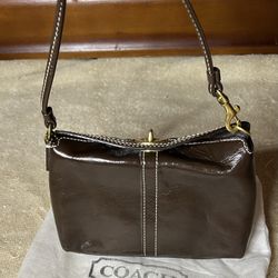 Coach Dark Brown Leather Wristlet