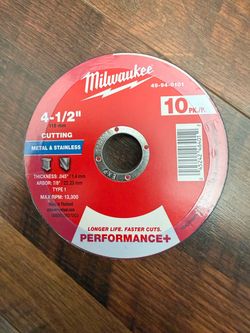 Milwaukee 4-1/2" Metal Cutting Wheels 10-Pack