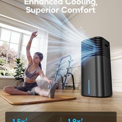 Windowless Portable Air Conditioner, 24.3" Small Evaporative Air Cooler for Room No Window, 3-Speed Settings, 4 Modes, 7H Timer, Remote Con