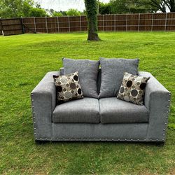 Modern Dark Gray or Deep Maroon Loveseat with Accent Pillows Luxury Look for Less
