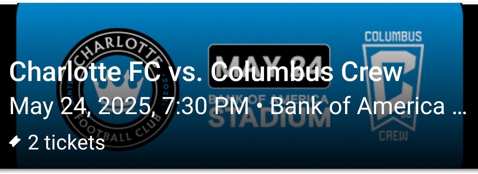 SILVER CLUB : FC SOCCER TICKETS  Charlotte VS Columbus