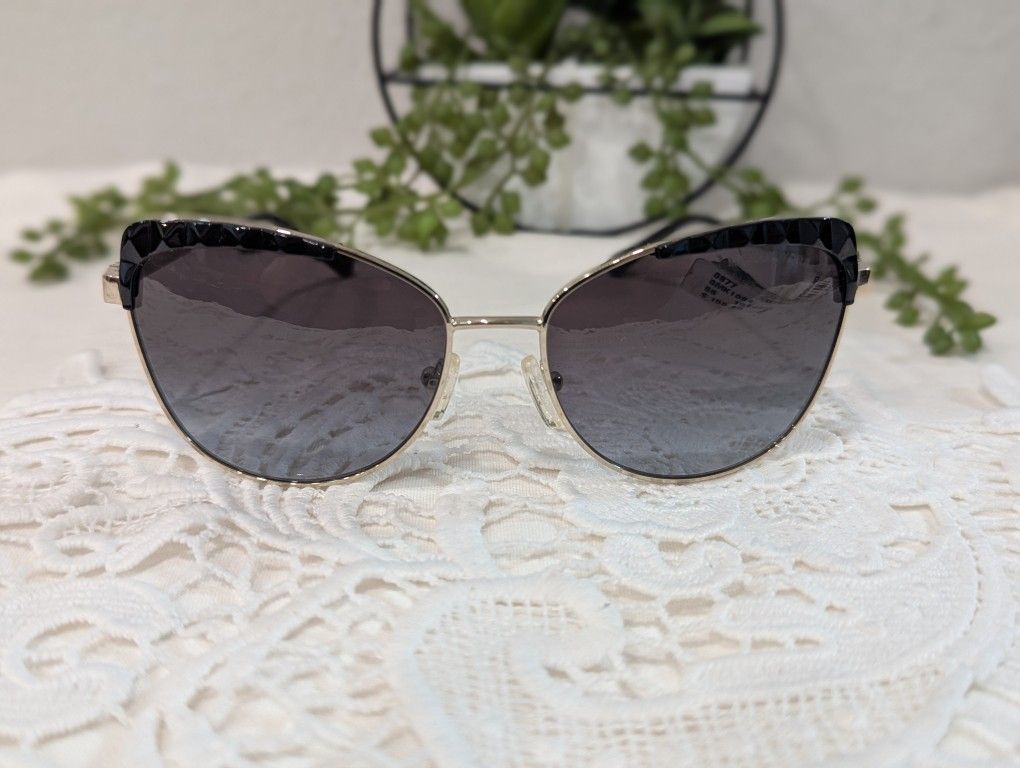Genuine Michael Kors San Leone Sunglasses Black Gold-Tone Frame Cat Eye MK1084 10148G