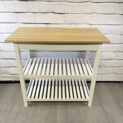White Kitchen Island with Two Shelves