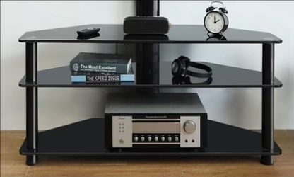 Black glass TV or game stand