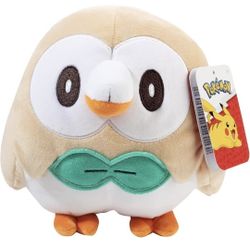 Pokemon Legends: Arceus 8" Rowlet Plush Authentic Soft Stuffed Animal Toy Owl Figure