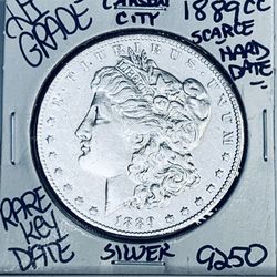1889 CC MORGAN SILVER DOLLAR HI GRADE GENUINE U.S. MINT RARE KEY COIN 
