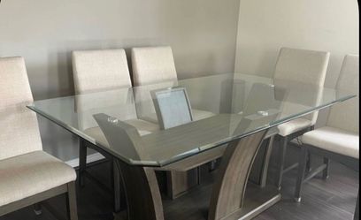 Glass Top Dining Table with Chairs