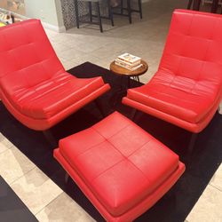 Modern Red Accent Chair Set – $150 (Pickup Only