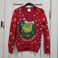 ​🎄 Dr. Seuss The Grinch "Naughty & Nice" Christmas Sweater Kids 10/12 *Pick-up In Great Bridge*