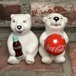 Adorable Coca-Cola Polar Bear Salt and Pepper Shaker Set