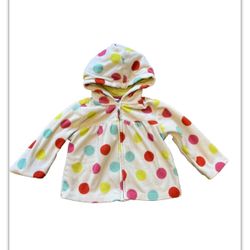 Old Navy 12 Mo Baby Toddler Girl Fleece Full Zip Sweater Hoodie Jacket Polka Dot Preowned condition no rips or stains  Ships next business day. 