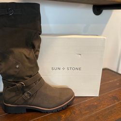 Sun + Stone Brinley Strapped Lug-Sole Boots - Size 10