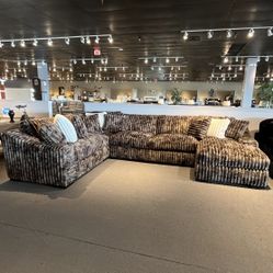 Brown 4PC Chaise sectional couch