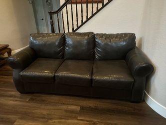Brown vegan leather sofa