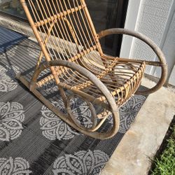 Vintage Coastal Rattan Rocking Chairs after Franco Albini