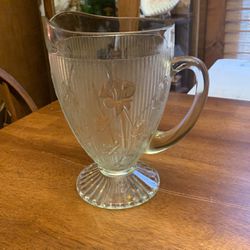Etched Glass Pitcher 
