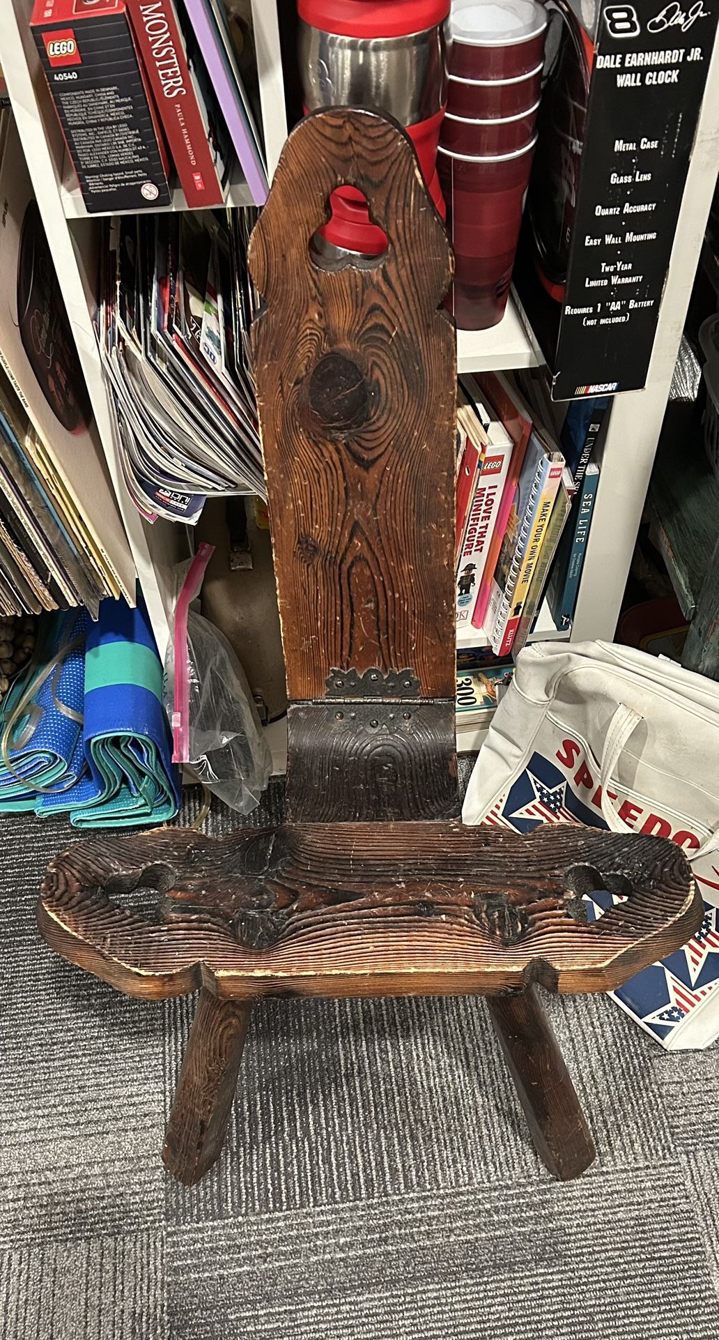Antique Wooden 3 Legged Birthing / Milking Chair