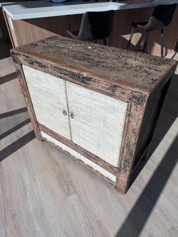Rustic Distressed Wood Two-Door Cabinet