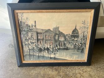 Vintage MCM Guy de Neyrac Original Watercolor Painting of Paris