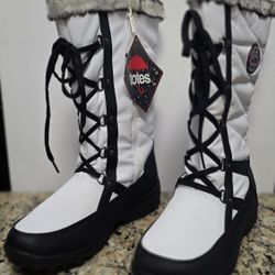 Black & White Womens Waterproof Snow Boots