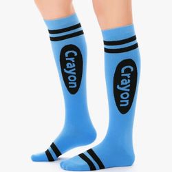 Crayon Knee High Socks - Light Blue