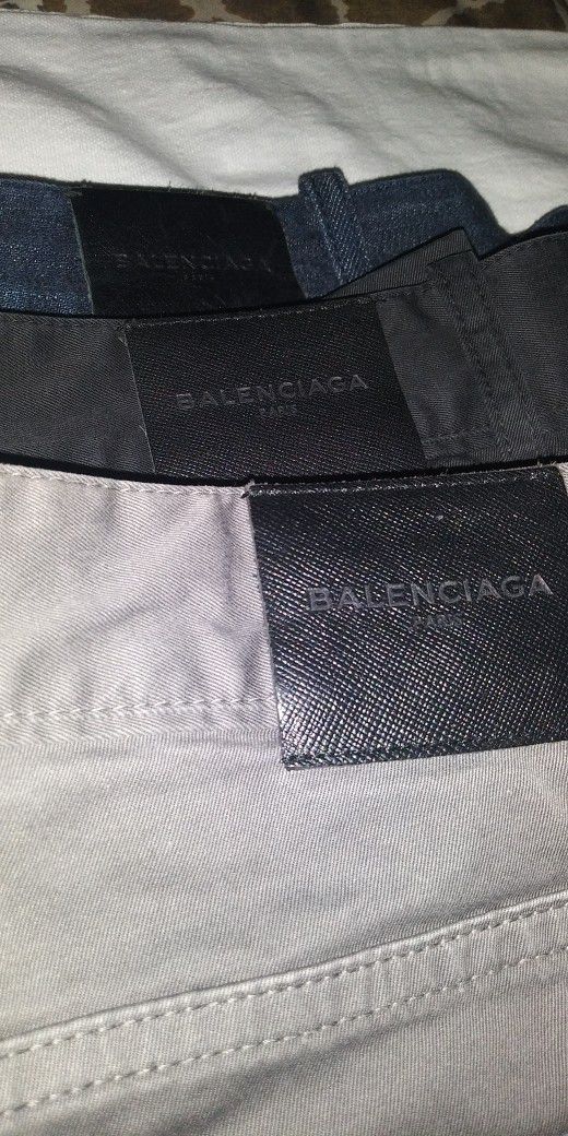 Balenciaga Mens Designer Pants. The Black and Grey Pants Are Size 30, The Blue Jeans Are Size 32. They Are Clean,  Used Only 1 Time,OBO