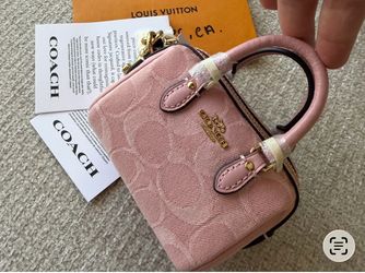 Coach Mini Rowan Pink Denim Handbag Charm