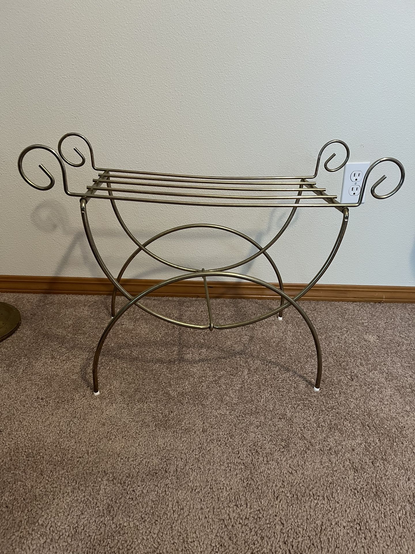 Vintage Brass Vanity Stool Or Plant Stand