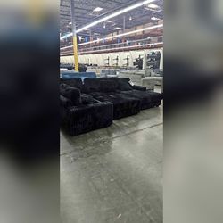 Extra comfy 5PC Sectional modular sofa set Black color Jumbo corduroy fabric