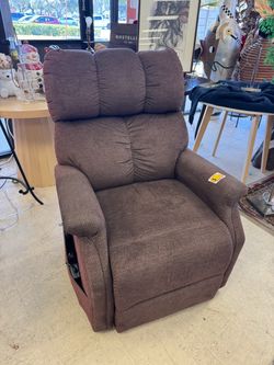 Brown Fabric Power Lift Recliner Chair