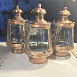 Bronze Glass Hanging Lantern Metal Candle Holder Patio decor