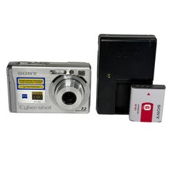 Sony CyberShot DSC-W80 Silver 7.2MP Digital Camera with Charger & Battery