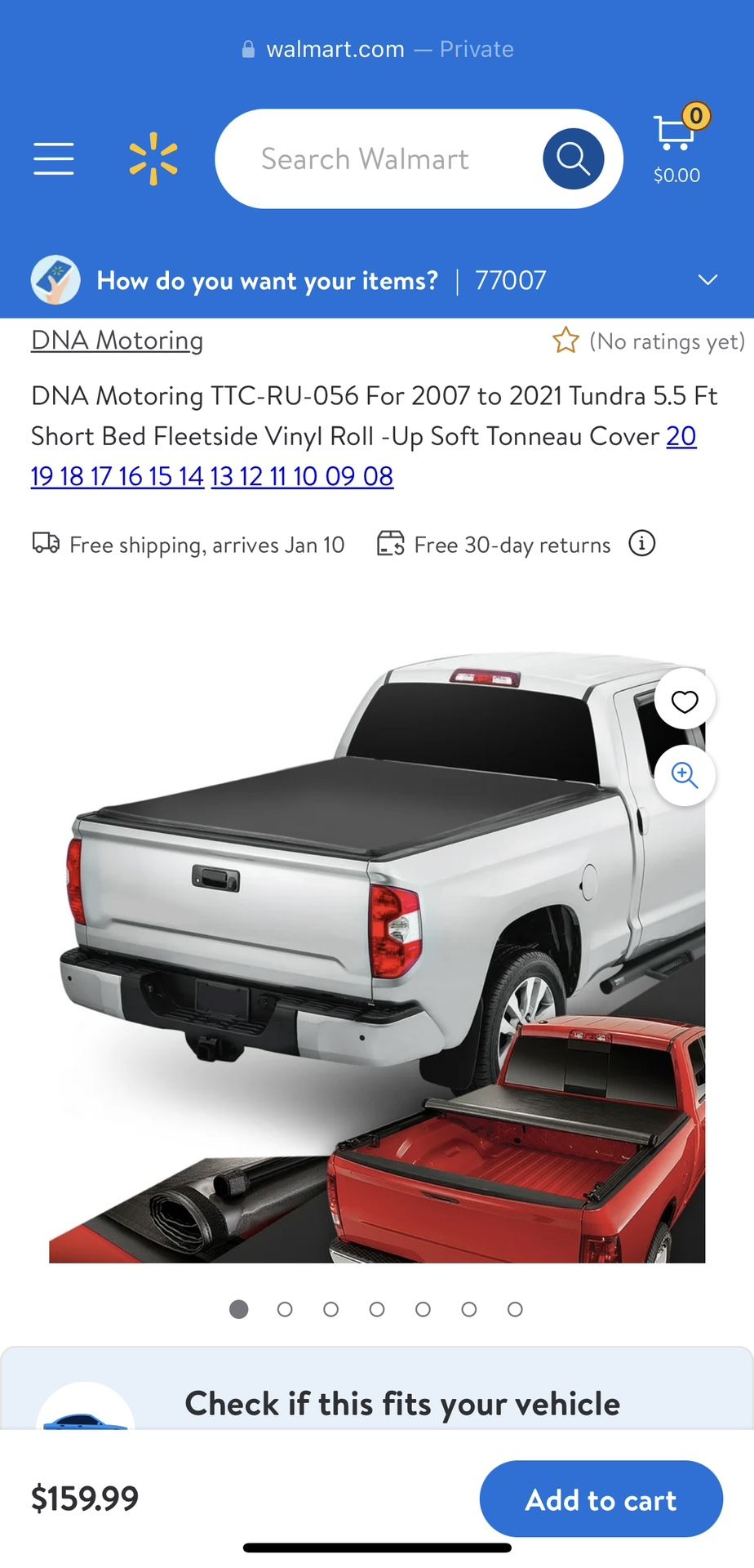 Toyota Tundra 5.5Ft soft roll up cover year 2007/2021