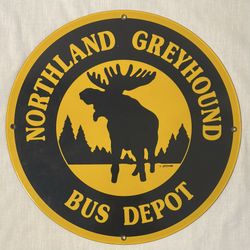 Vintage "Northland Greyhound Bus Depot” Sign