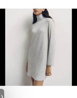 New Zara Sage Green/Gray Turtleneck Sweater Dress Womens Size S New with tags