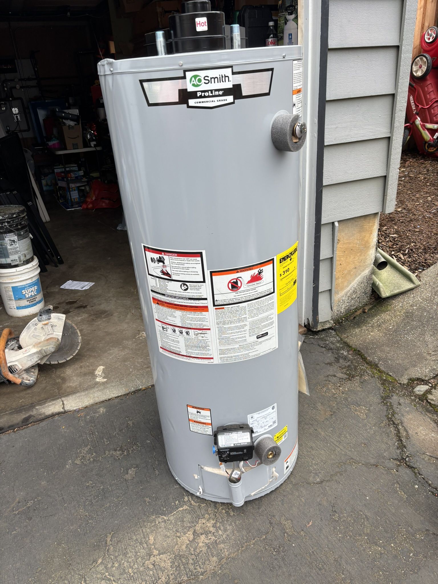 50 Gallon Direct Vent Gas Hot Water Tank, Dented On Outer Metal Skin