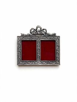 Vintage mini Silver Ornate Double Picture Frame