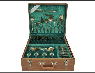 Vintage Thai Nickel Bronze Flatware Set, in Box - 109 Pieces