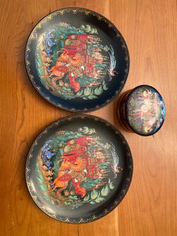 Russian collector plates and music box