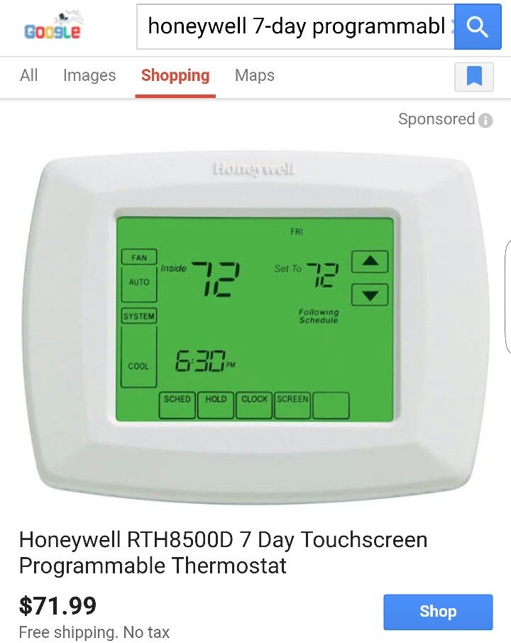 Honeywell RTH8500D 7 Day Touchscreen Programmable Thermostat