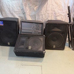 Mackie Powered Mixer with Yamaha speakers PA system