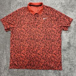 Nike Dri-FIT Polo Shirt Mens XL Red Abstract Print Golf Short Sleeve Performance