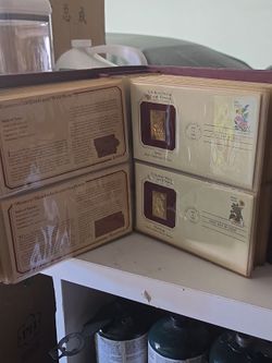 Golden replicas of United States Stamps.